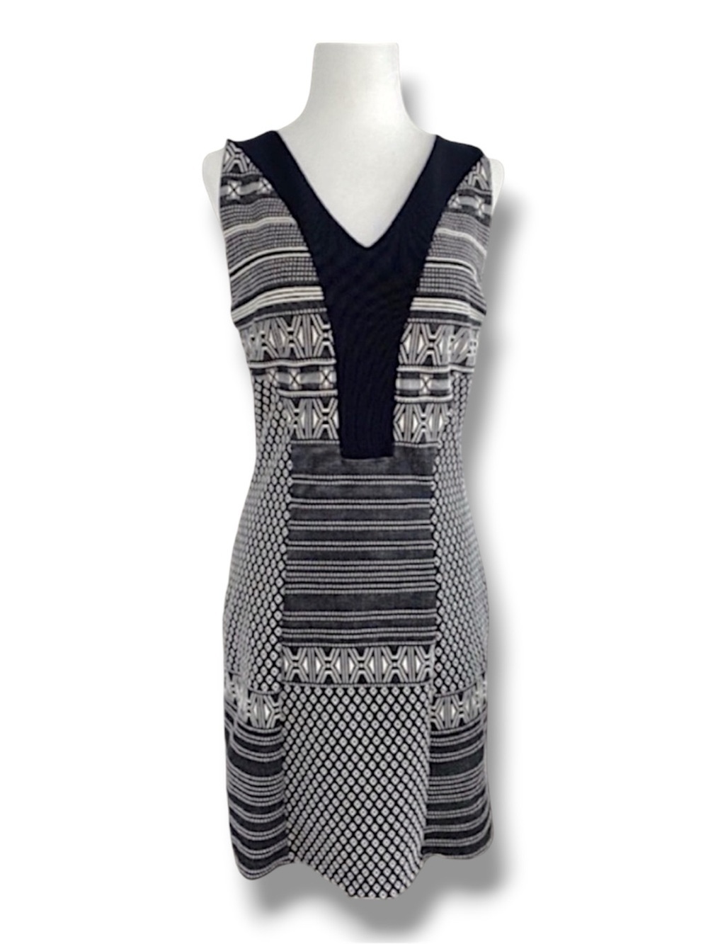 Ruelle Patchwork Dress Sleeveless Size S Black And White Made In Canada